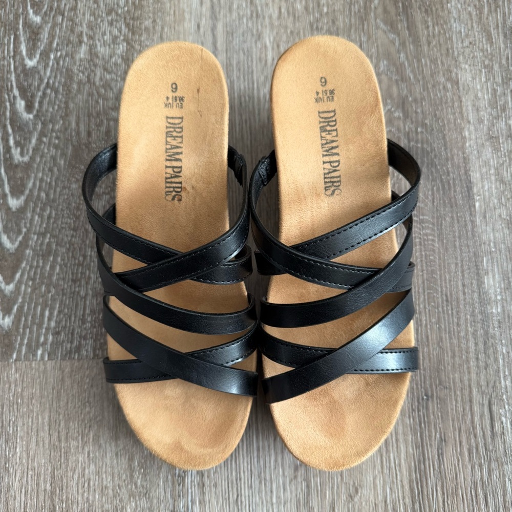 Dream Pairs Women's Black Wedge Sandals